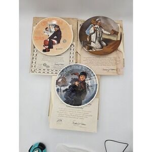 3 Vtg Norman Rockwell Collector Plates Knowles Christmas 1982 1983 & The Painter